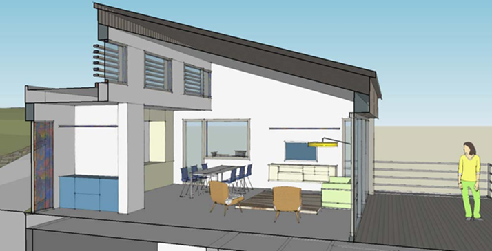 Bâtiment Bioclimatique - Schéma exemple coupe.