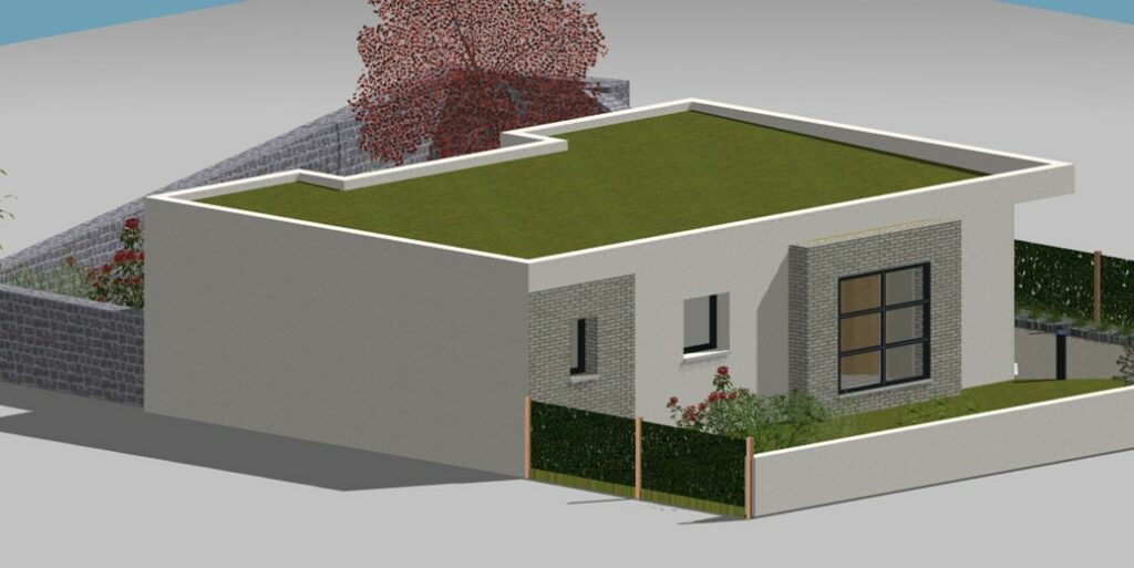 Maison passive et fenêtre Bow Window en façade Est. Maitre d'œuvre à Arras, Lens, Douai, Béthune