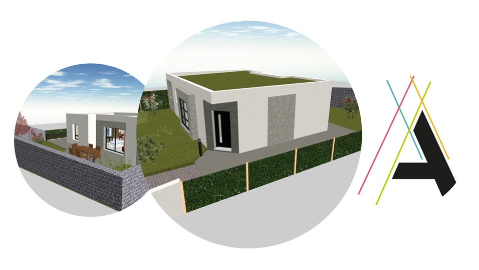 Maison passive contemporaine avec toiture terrasse végétalisée, conçue par AstuciaTravaux, maître d’œuvre à Arras, Lens et Douai