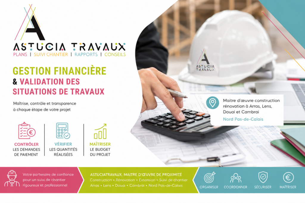 Gestion financière et validation des situations de travaux | Maitre d'oeuvre à Arras, Lens, Douai et Cambrai - Lille
