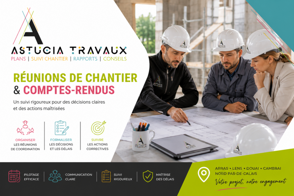 Maître d'œuvre en réunion de chantier à Arras, Lens, Douai et Lille - Cambrai