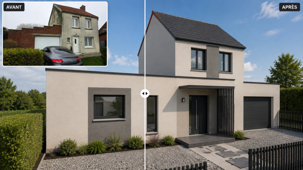 Avant & Après travaux de rénovation et Extension maison