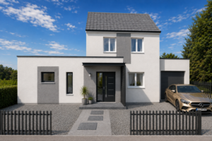 Projet Vue de la façade avant extension et rénovation