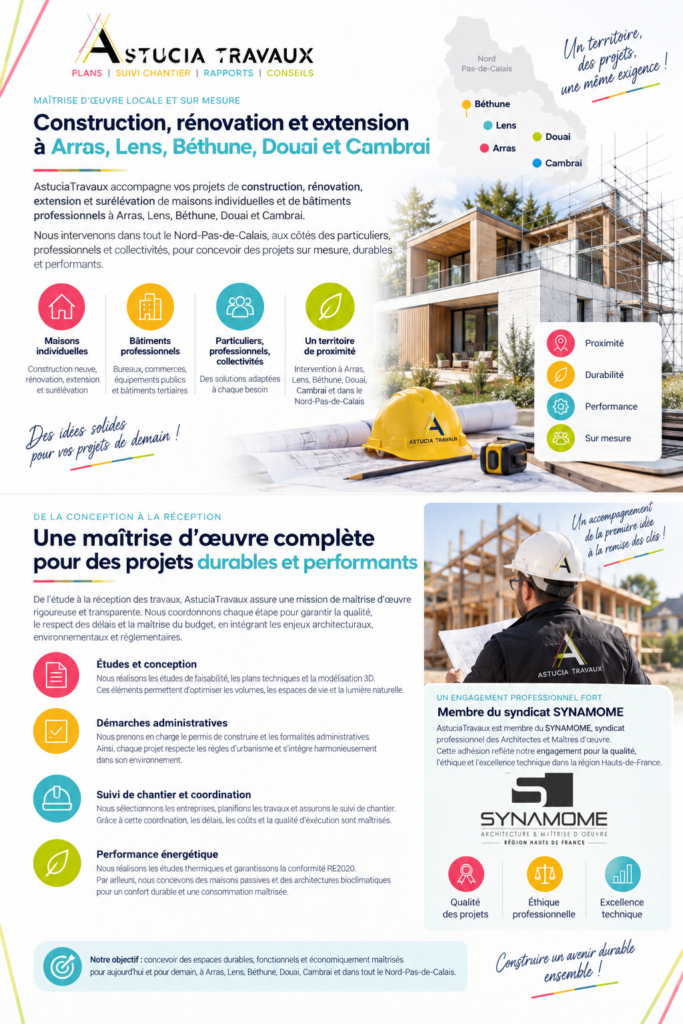 Construction, Rénovation, Extension et surélévation. Maitre d'oeuvre à Arras, Lens, Béthune et Douai - Cambrai